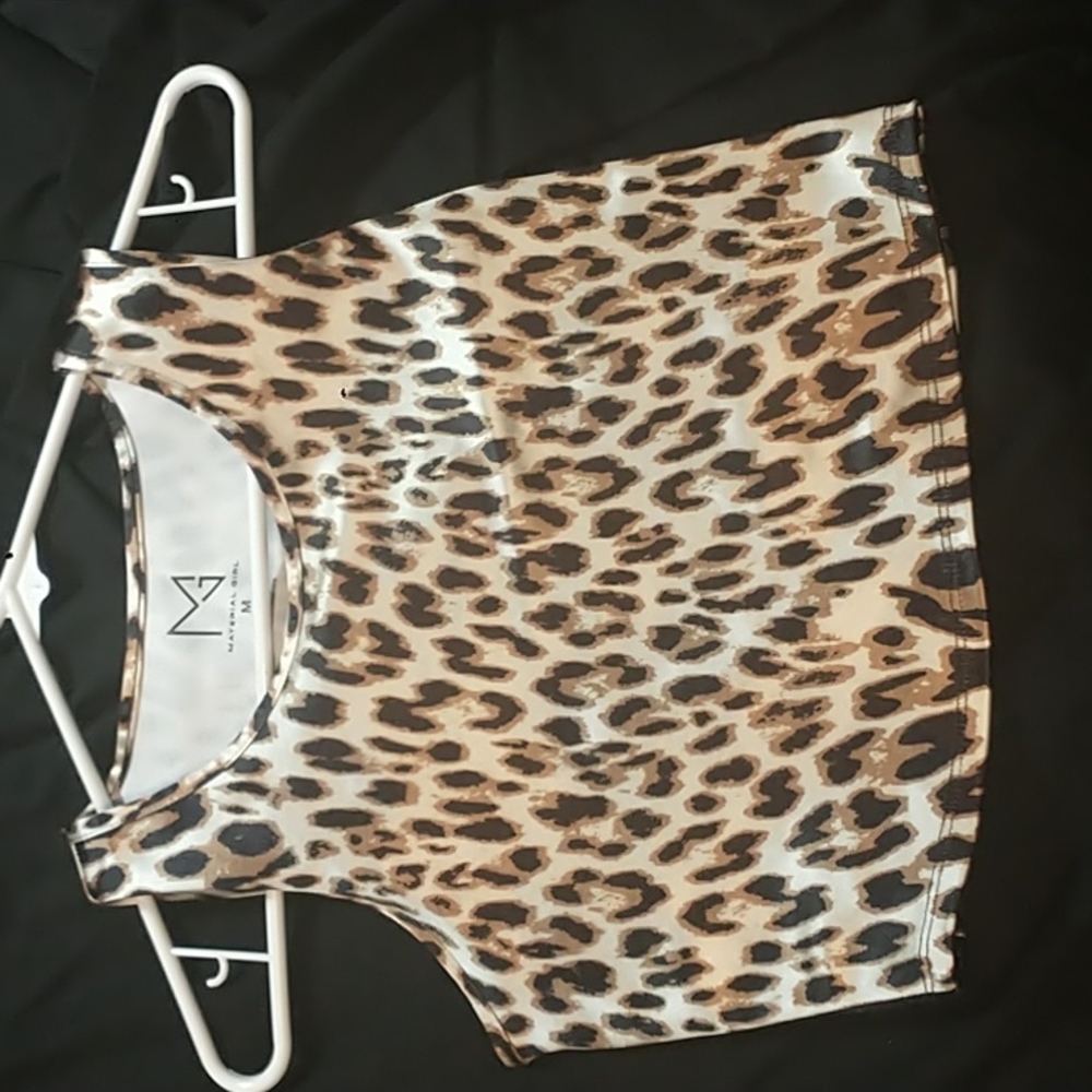 Leopard print crop top with see through hole in the sides